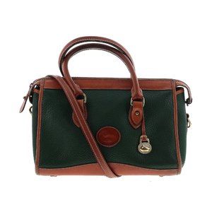 Dooney & Bourke Green and Tan Leather Satchel